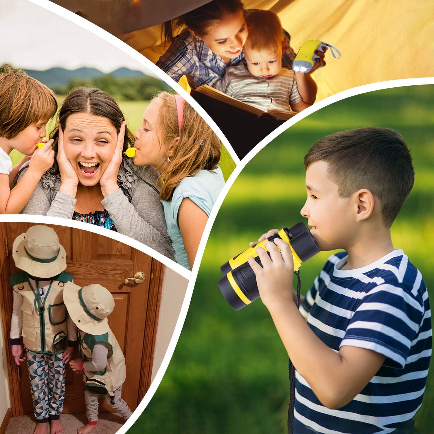 INNOCHEER Explorer Kit & Bug Catcher Kit for Kids Outdoor Exploration with Vest, Binocular, Magnifying Glass, Hand-Crank Flashlight, Whistle, Bug Collector, Bag for Boys Girls: Toys & Games