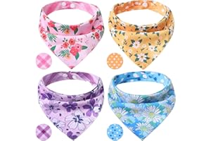 PAWCHIE Spring Dog Bandanas Small Reversible Styles Pet Triangle Scarf Bibs - Adjustable with Two Snaps - Kerchief Set Accessories for Dogs, Puppy, Cats