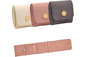 COOKOOKY 3 Pack Mini Jewelry Organizer, Travel Jewelry Case, Foldable Multifunctional Travel Jewelrys Pouch for Earrings, Necklaces, Rings, Chain Bracelets, Brooches
