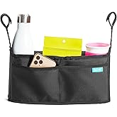 Munchkin Stroller Organizer with Cup Holders and Wet Wipes Case - Travel Storage Bag for Baby and Mom Essentials, Universal Fit, Fits UPPAbaby, Evenflo, BabyTrend and more, Black