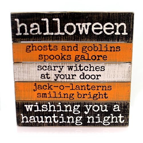 Halloween WISHING HAUNTING NIGHT SIGN Wood Ghosts Goblins Jack-O-Lantern 35809