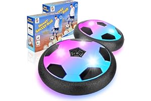 Nazano 2 Pack LED Hover Soccer Ball, Air Soccer Indoor Floating with LED Light, Indoor Soccer Game for Young Boys and Girls, Birthday Gifts for Young Kids, Toys Gifts for Ages 3-12
