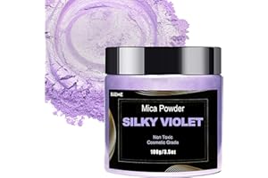 BIJIZME Violet Mica Powder Pigment (100g) -Cosmetic Grade Metallic Mica Powder for Epoxy Resin, Lip Gloss, Soap,Candle Making, Bath Bombs,Tumblers,Jewelry, Dyes and DIY Crafting Projects(Silky Violet,3.5oz)