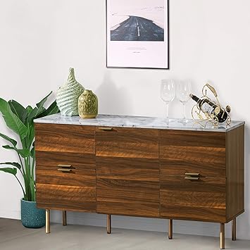 Amazon.com: Armario de almacenamiento de madera de nogal con 4 cajones