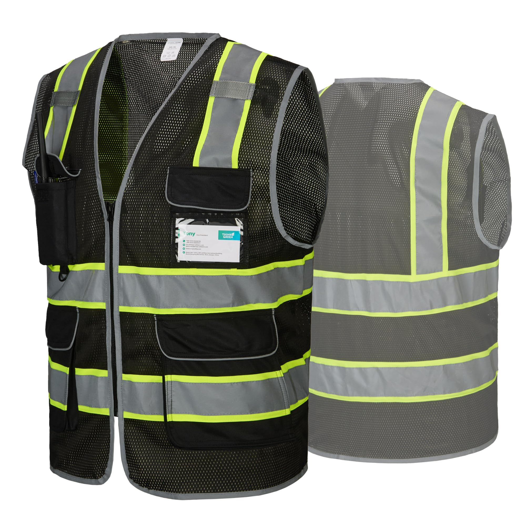 COOLJOB 9 Pockets Reflective Mesh Safety Vest for