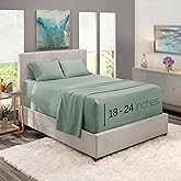Nestl Queen Size Sheet Set, 4 Piece Extra Deep Pocket (18-24 inches), Microfiber, Cooling, Hotel Luxury, Soft, Breathable, Wrinkle-Free, Easy to Care, Sage Green New