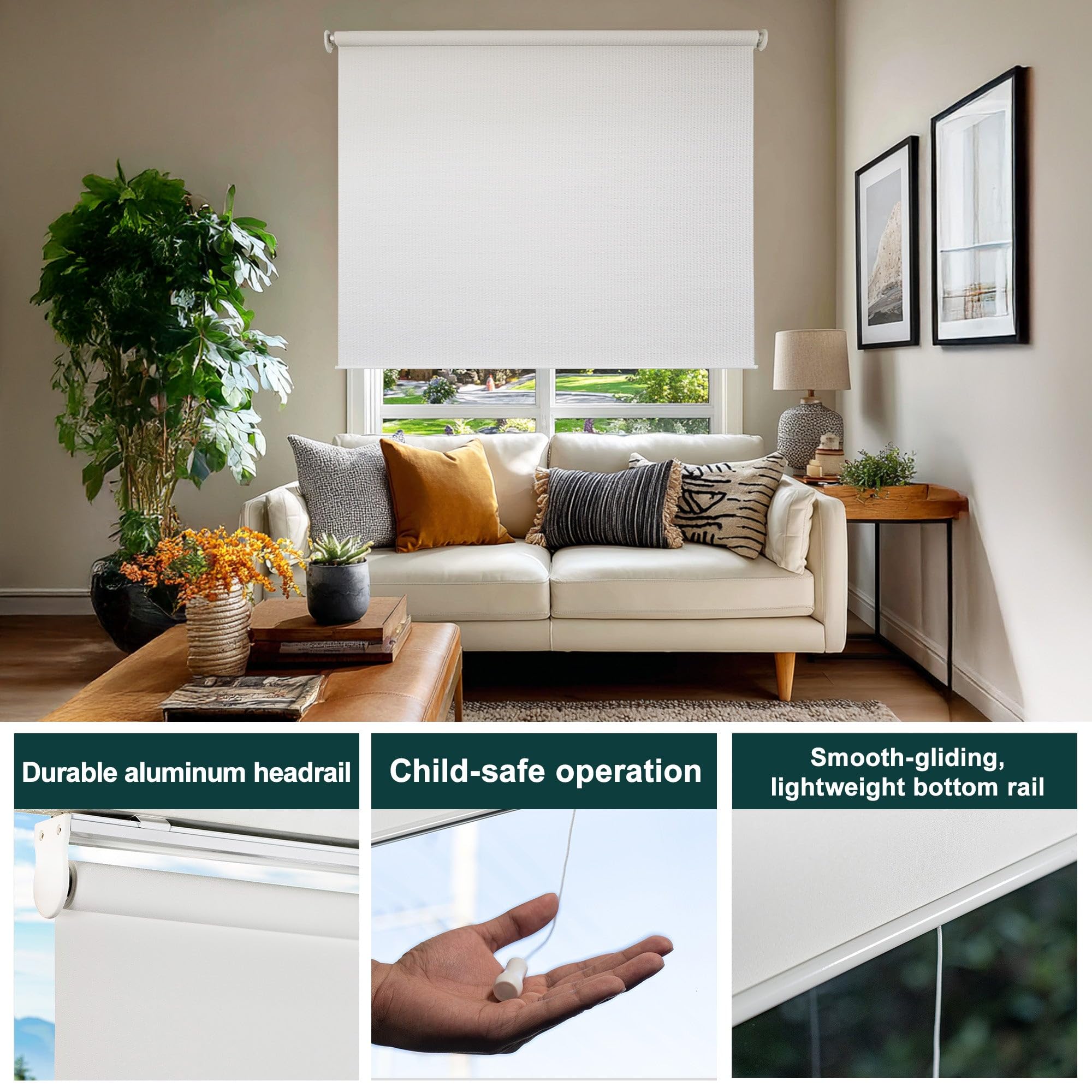 Condition photo showing New/Like New for chicology roller shades, cordless blinds, window shades for home, roller window shades, window treat
