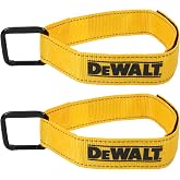 DEWALT 1.25"&times;12" Light-Duty Reuseable Carabiner Utility Straps, 2-Pack | Quickly Clip and Connect Components, Reflective Stitiching, Weather &amp; Wear Resistant Straps, Adjustable Hook &amp; Loop Closure