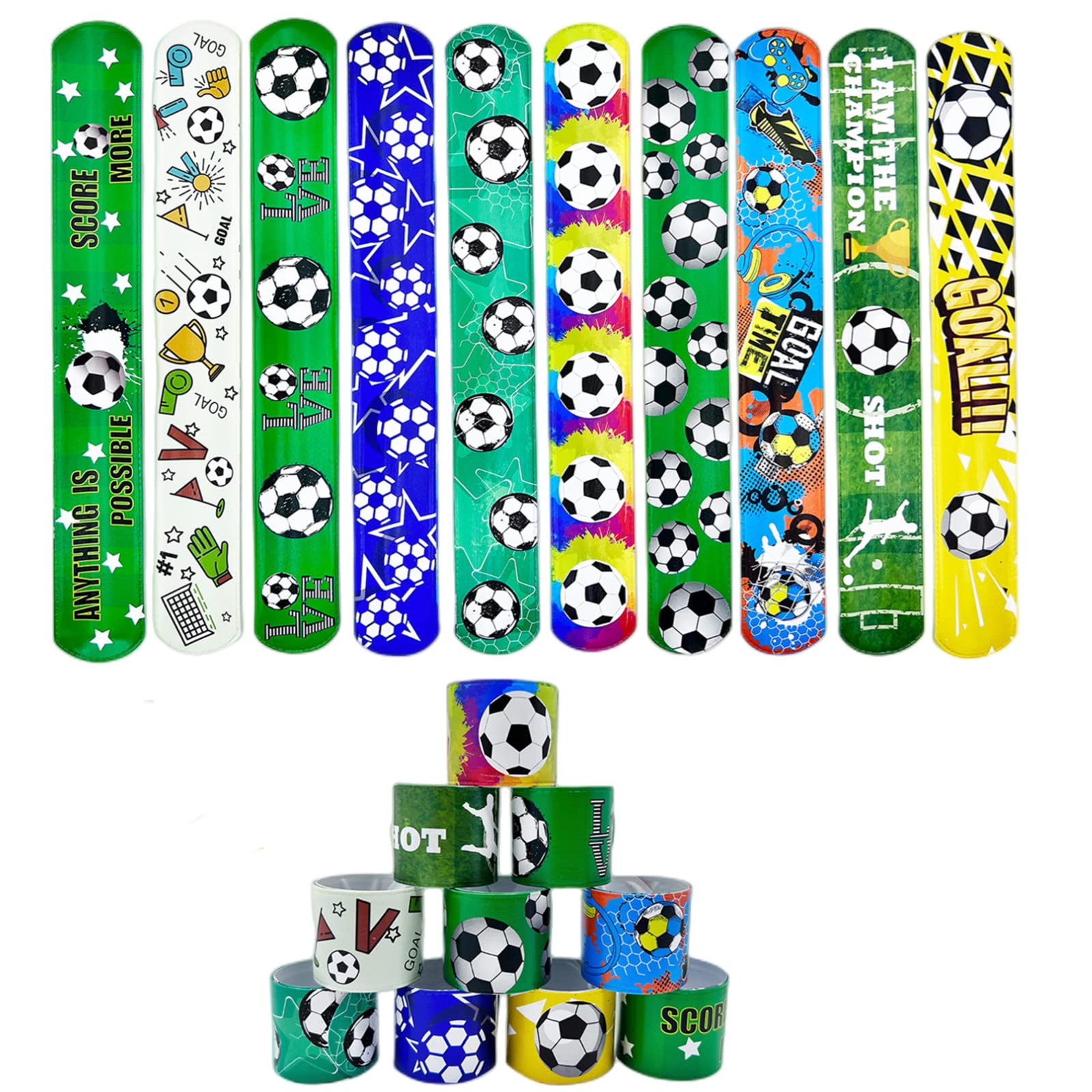 Football Slap Bracelets Wristband Slap Bands for Kids Football Party Bag Fillers,20P Soccer Football Snap Bracelet Band Bulk for Kids Boys Birthday Football Party Supplies Favors Classroom Prizes Gift