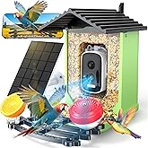 OPOWO Bird Feeder with Camera, 2K HD AI Identify Smart Bird House Camera with Solar Powered, Live View, Instant Arrival Alerts, Auto Capture Video for Outside, Supports 2.4GHz Wi-Fi Only, Bright Green