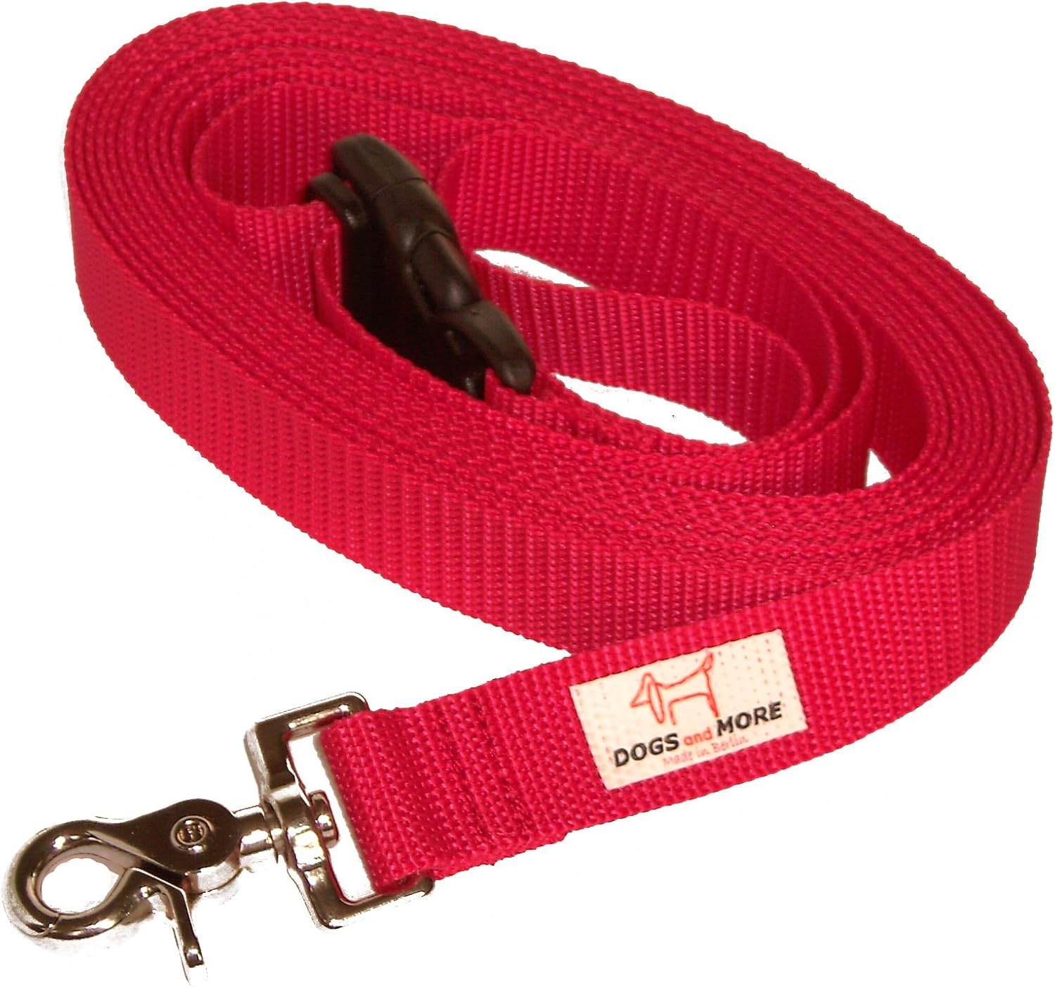 DOGS and MORE - EXTENDABLE Tracking / Training / Recall Leash with RELEASABLE wrist strap - 5 Meter (Red, 25 mm wide) - Image 4
