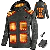 Pexzey 21-Zone Heated Jacket for Men with 20000mah Battery Pack, Soft Shell Winter Coat for Hiking Skiing Outdoor Activities