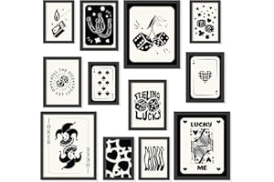 97 Decor Black and White Wall Art - Retro Lucky Poster, Black and White Trendy Wall Art, Poker Room Decor, Funky Art Prints, Poker Pictures Ace Of Spades Decor for Bedroom Apartment (8x10 Unframed)