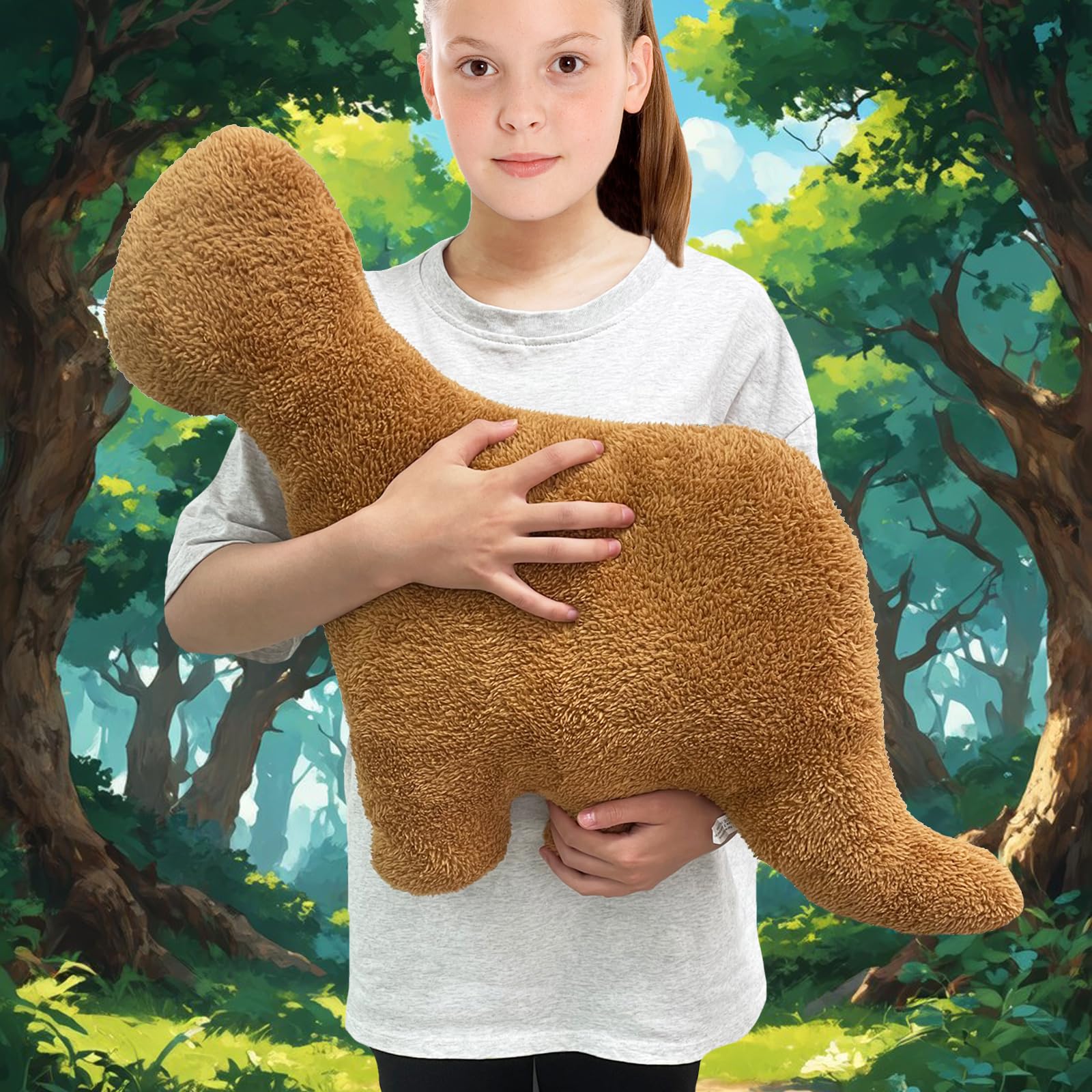 Isaacalyx Dino Nugget Pillow, 24 inch Large Soft Dinosaur Nuggets Pillow for Birthday Gifts, Theme Party Decorations (Brontosaurus,Large)