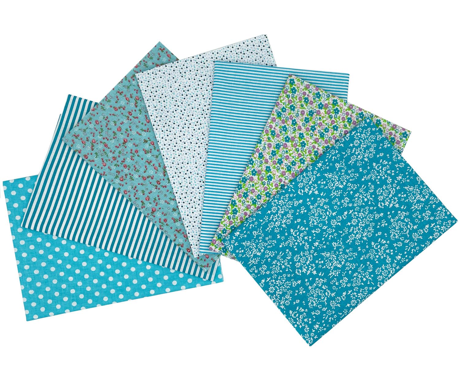 Jukway 7PCS Cotton Fabric Squares 50 x 50 cm, Crafts Fabric Bundles Patchwork, Different Patterns Printed Cloths for Sewing, Quilting, DIY Needlework, Decoration, Scrapbooking, Handwork (Mint Blue) — image 1