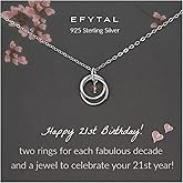 EFYTAL 21st Birthday Gifts for Her, Sterling Silver Necklace, 21 Year Old Female Gift for Daughter, 21st Birthday Decorations|Presents