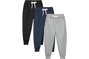 Resinta 3 Pack Kids and Toddlers Boys Pull-On Fleece Sweatpants Active Joggers Pants Basic Track Pants for Boys