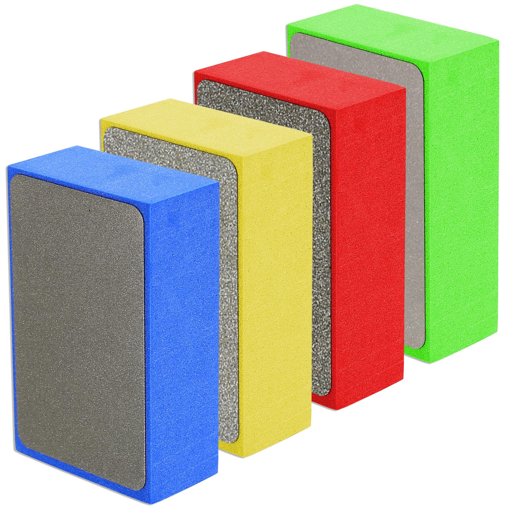 4 Pcs Diamond Hand Polishing Pads - Tile, Porcelain, Glass Polishing Kit for Concrete, Stone, Marble, Granite, Ceramic - 60#, 100#, 200#, 400# Sanding Blocks