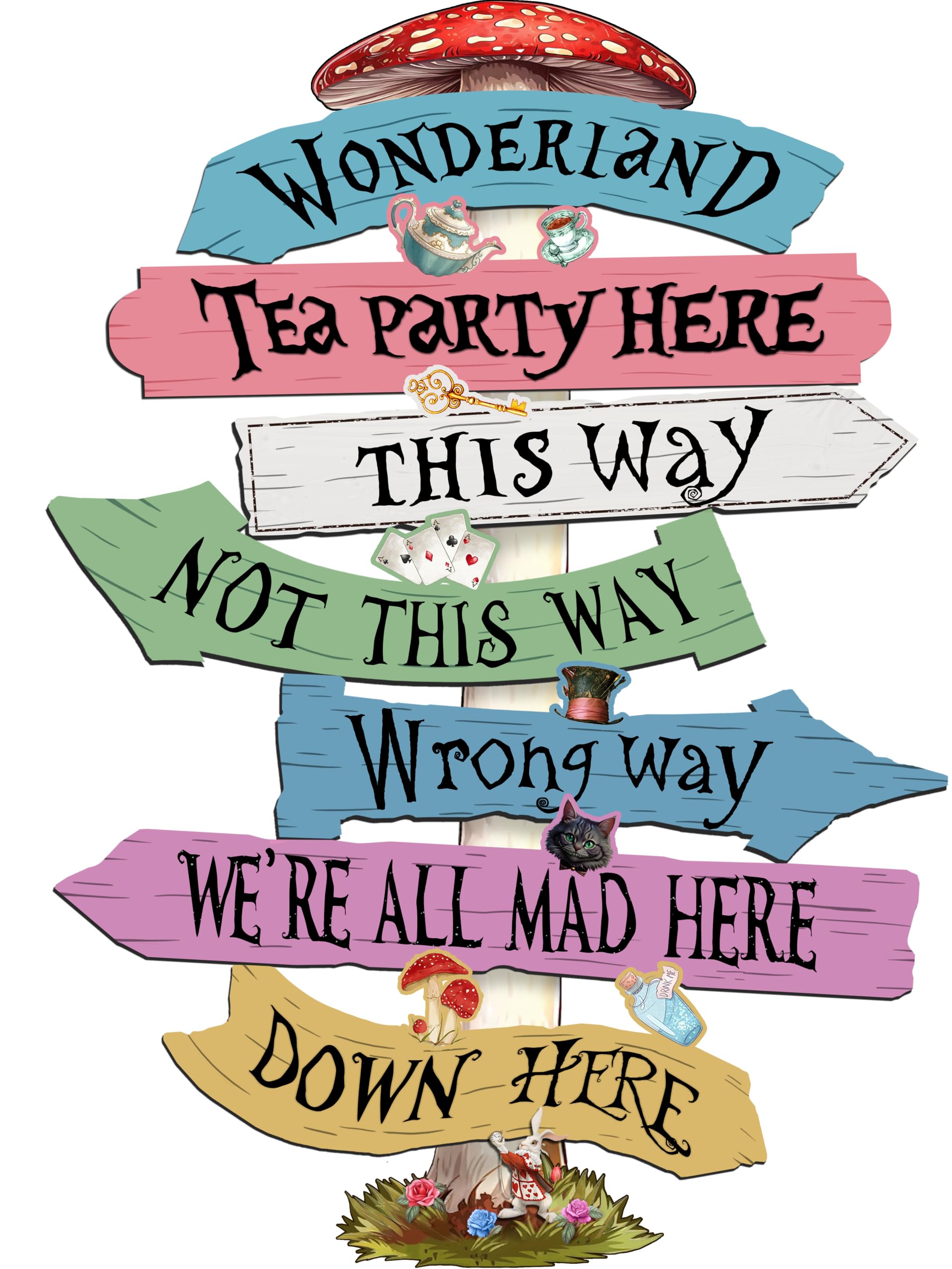 Photo 1 of Welcome To Wonderland Directional Arrows Sign,16x12,Wonderland Party Decorations,Kids Room Decor For Girls