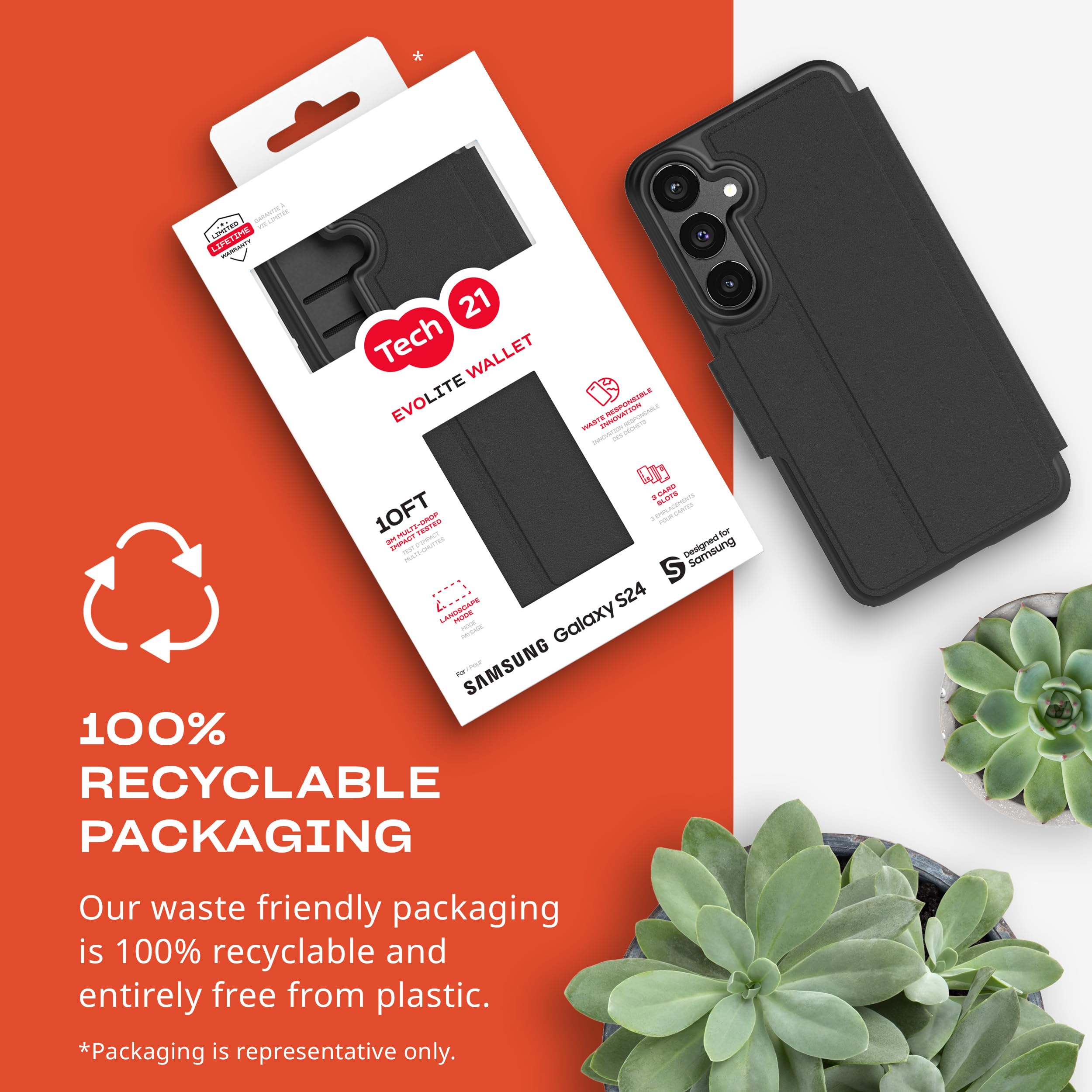Tech21 EvoLite Wallet for Samsung S24 - Black