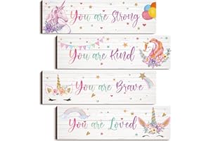 Yulejo Unicorn Wall Decor Girls Rainbow Wall Art Unicorn Room Decor Rainbow Motivational Inspirational Room Bedroom Decorations for Christmas Girls Kids Bedroom Nursery Decorations Gift (Cute Style)