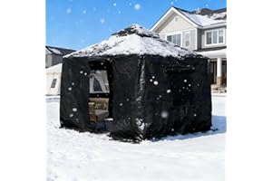 Domi 8'x8' Universal Winter Gazebo Cover - All Season Waterproof Enclosed Cover with Sidewalls and Mesh Windows, Gray