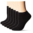 Hanes Women's ComfortBlend No Show Pack of 6,Solid Black,Shoe Size 5-9