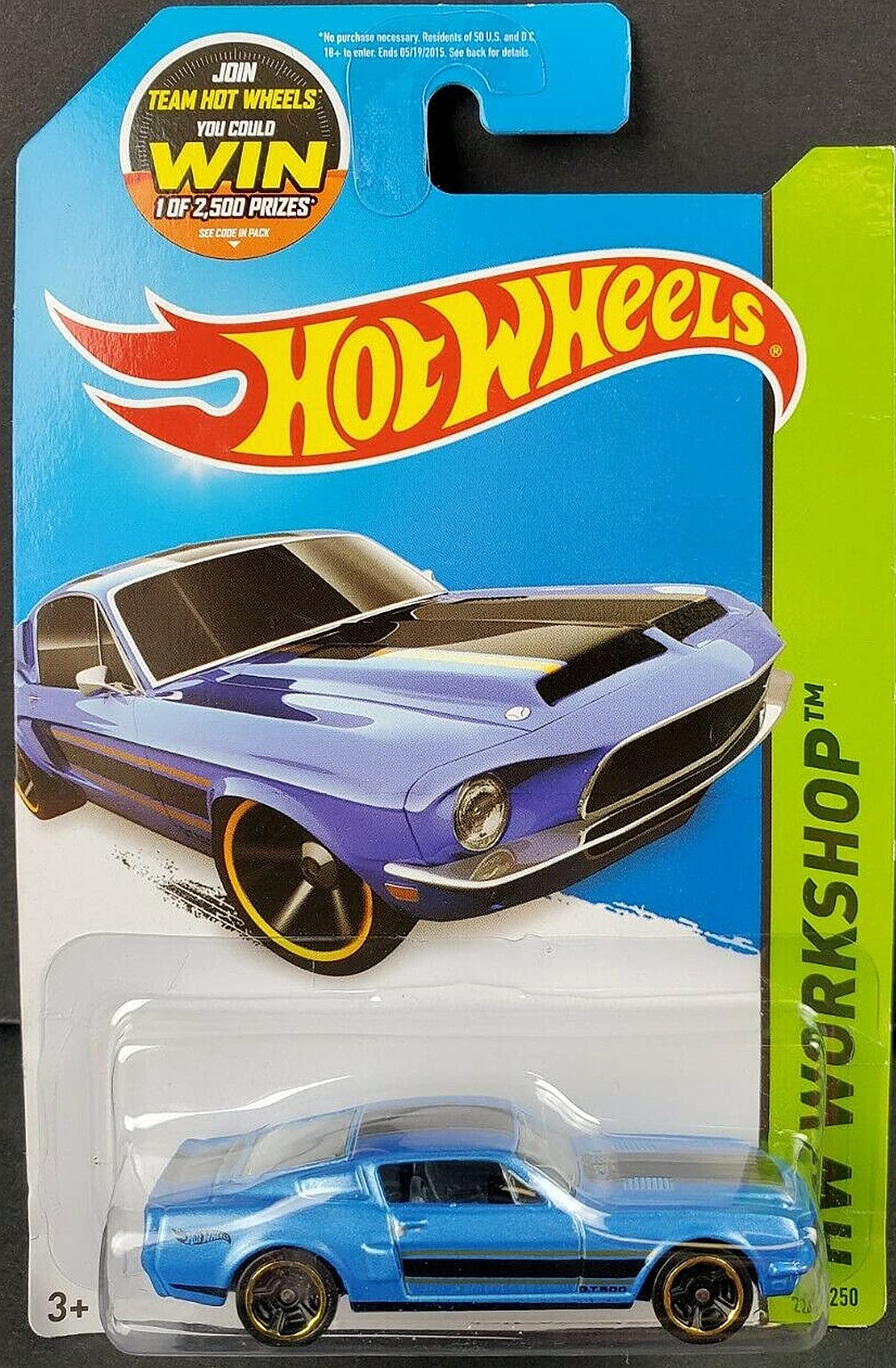 Hot Wheels 2015 '68 Shelby GT500 HW Workshop 226/250 Die-Cast Toy Car Blue