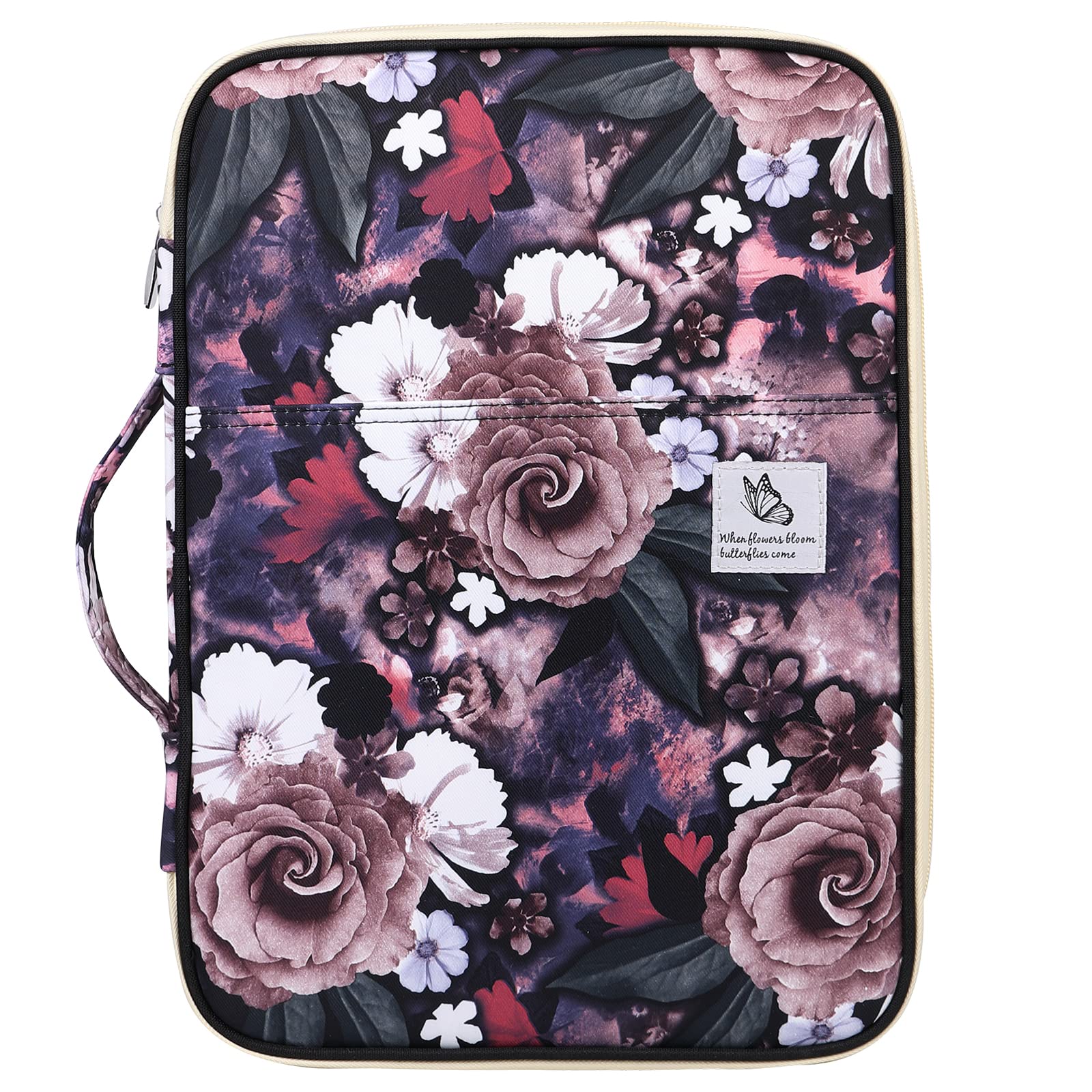 JAKAGO Portable Portfolio Smart Folder A4 Folio Waterproof Document Organiser Passport Ipad Carrying Cases Conference Folder with Zip and Handles for Travel Meeting Business Holiday (Grey Rose)