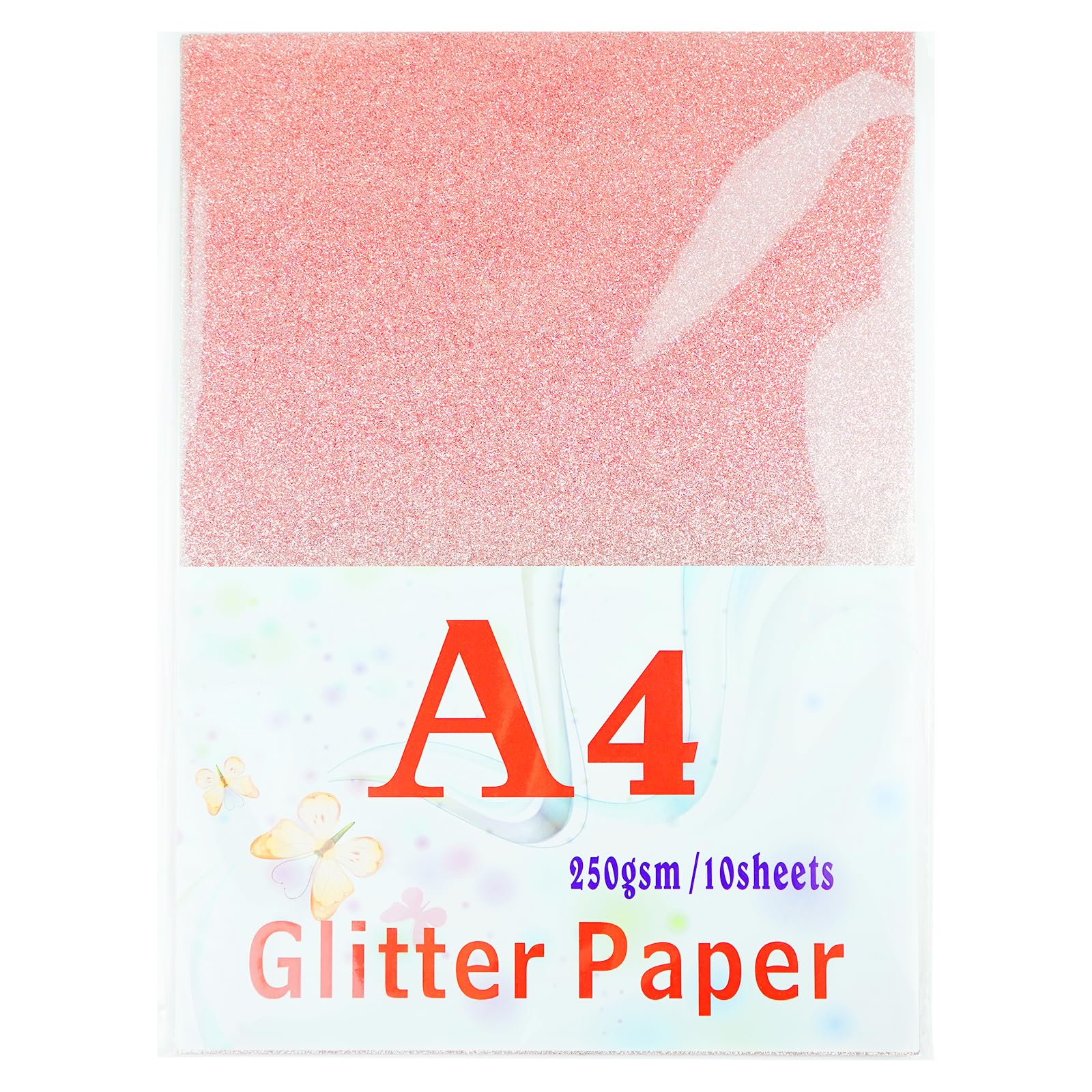 STRBOXONG A4 Glitter Cards, Rose Gold Craft Paper Sheet, 250GSM Shiny Glitter Cardstock, Clay Drawing Card for Crafts and Arts, DIY Needs, Gift Wrapping Scrapbook, Soft Touch Luxury (10 Sheets)