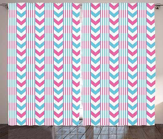 Amazon Com Ambesonne Abstract Curtains Chevron Pattern With