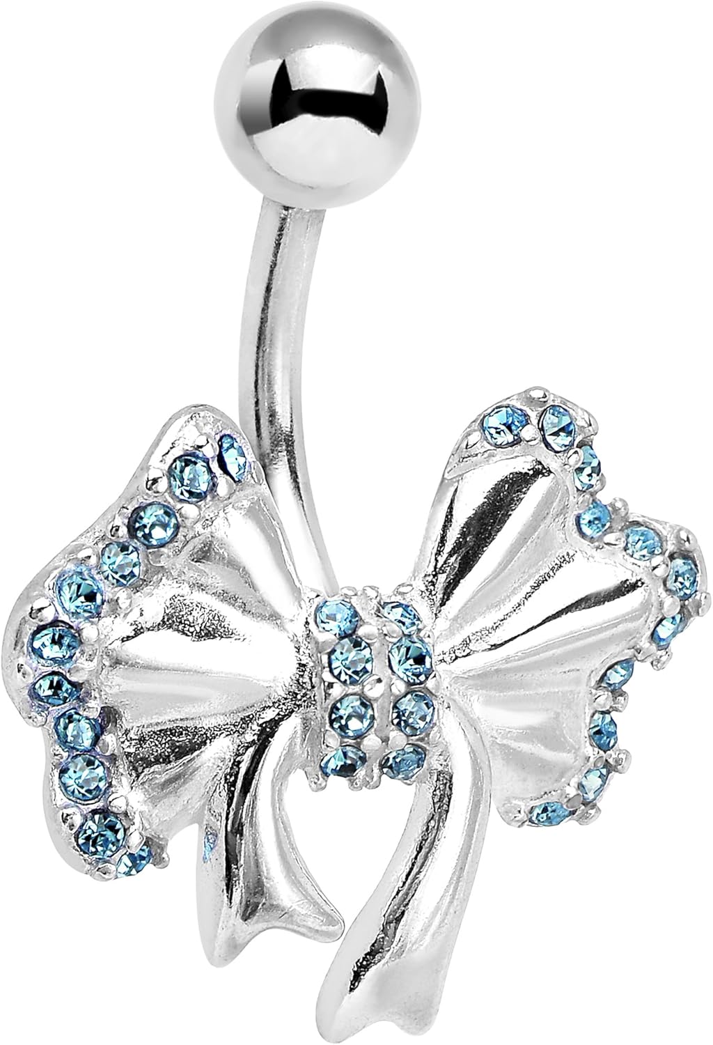Body Candy Stainless Steel Brilliant Blue Bow Tie Belly