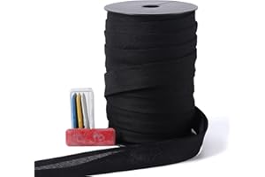 A ANYSSI Bias Tape Double Fold 1 inch, Double Fold Bias Binding Tape 55 Yards (Black) and 4 Pieces Sewing Fabric Chalks for Crafts, Sewing, Seaming, Hemming, Piping, Quilting.