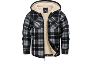 GEEK LIGHTING Boys Flannel Jacket Sherpa Lined Hoodies Zip Up Fleece Plaid Shirt Jackets Winter Outdoor Coat Warm