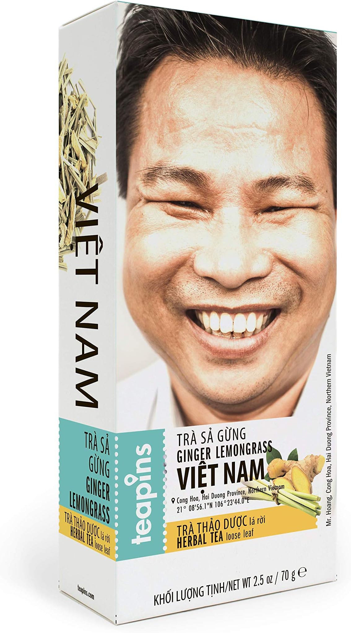Teapins Ginger Lemongrass Tea Farmers Herbal Premium Loose Leaf 70g, Sweeten Your Day with 100% Natural Ingredients