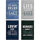 kunlisa Lake House Decor Hand Towels, Life is Better at The Lakes Beach Decorative Hand Towels for Bathroom,Lake House Life Gifts for Women,16×24 Inch,Set of 4