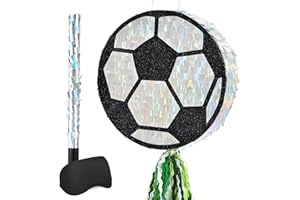 WERNNSAI Soccer Pinata - Soccer Ball Pinata with Blindfold and Stick for Sports Birthday Party Decoration Soccer Match Celebr