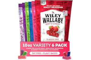 Wiley Wallaby Licorice 10 Ounce Classic Gourmet Soft & Chewy Australian Licorice Candy Twists, 6 Pack