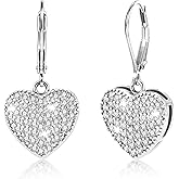 ALEXCRAFT 925 Sterling Silver Dangle Earrings, 14K Gold Plated Heart Waterdrop Earring for Women Trendy Hypoallergenic Leverback Earings Wedding Cubic Zirconia Dangle Earrings Jewelry for Women