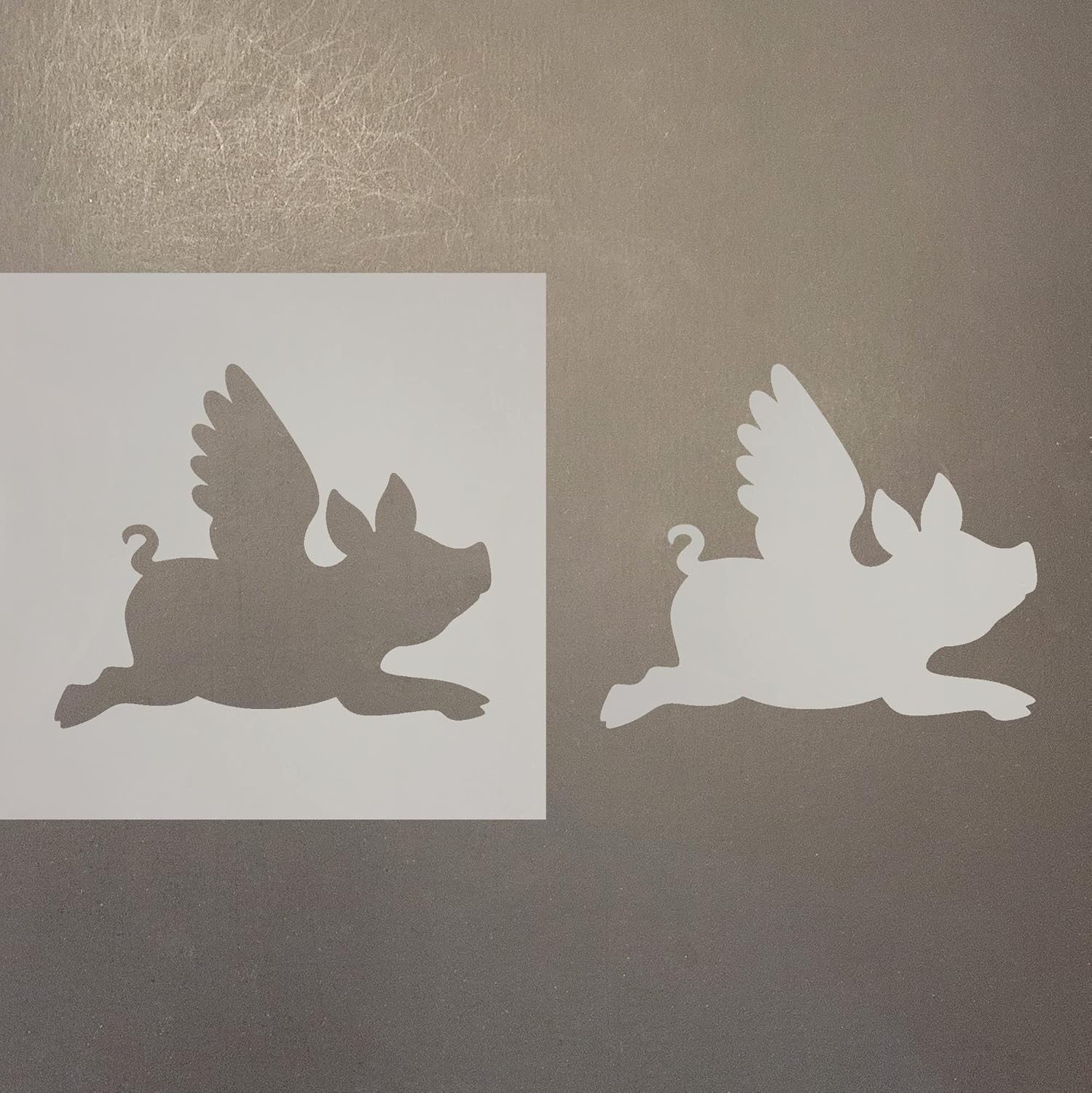 Mixed Media - Flying Pig Reusable Mylar Stencil - Art Craft Supplies 12 Inch