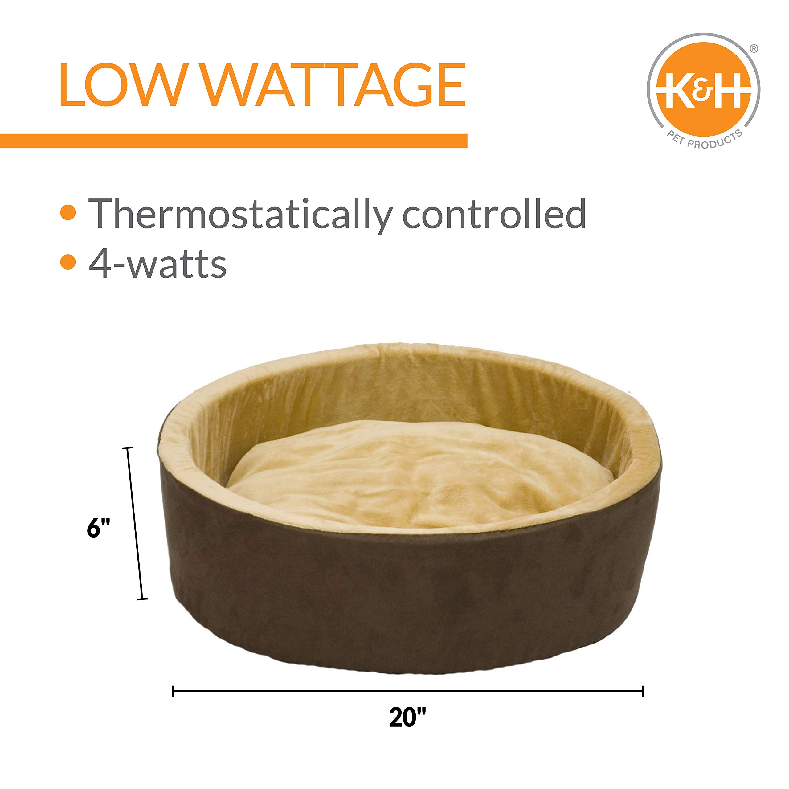 K&H Pet Products Heated Thermo-Kitty Heated Cat Bed Mocha/Tan - Multiple Sizes