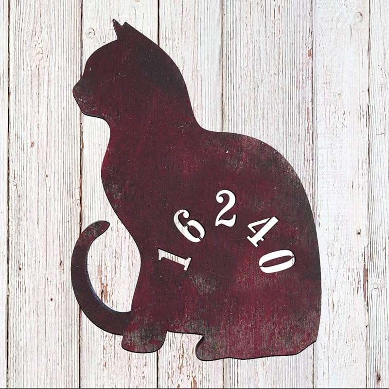 Door Numbers Sign Cat House Number Plaque Custom Home