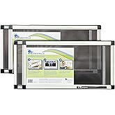 Fenestrelle Expandable Window Screen, 10&Prime; H &times; 19&Prime;&ndash;36&Prime; W Horizontal, 2-Pack | 2‑Way Adjustable Window Screen, Flame Resistant Fiberglass Mesh, Durable Aluminum Frame with Built-In Weatherstrip