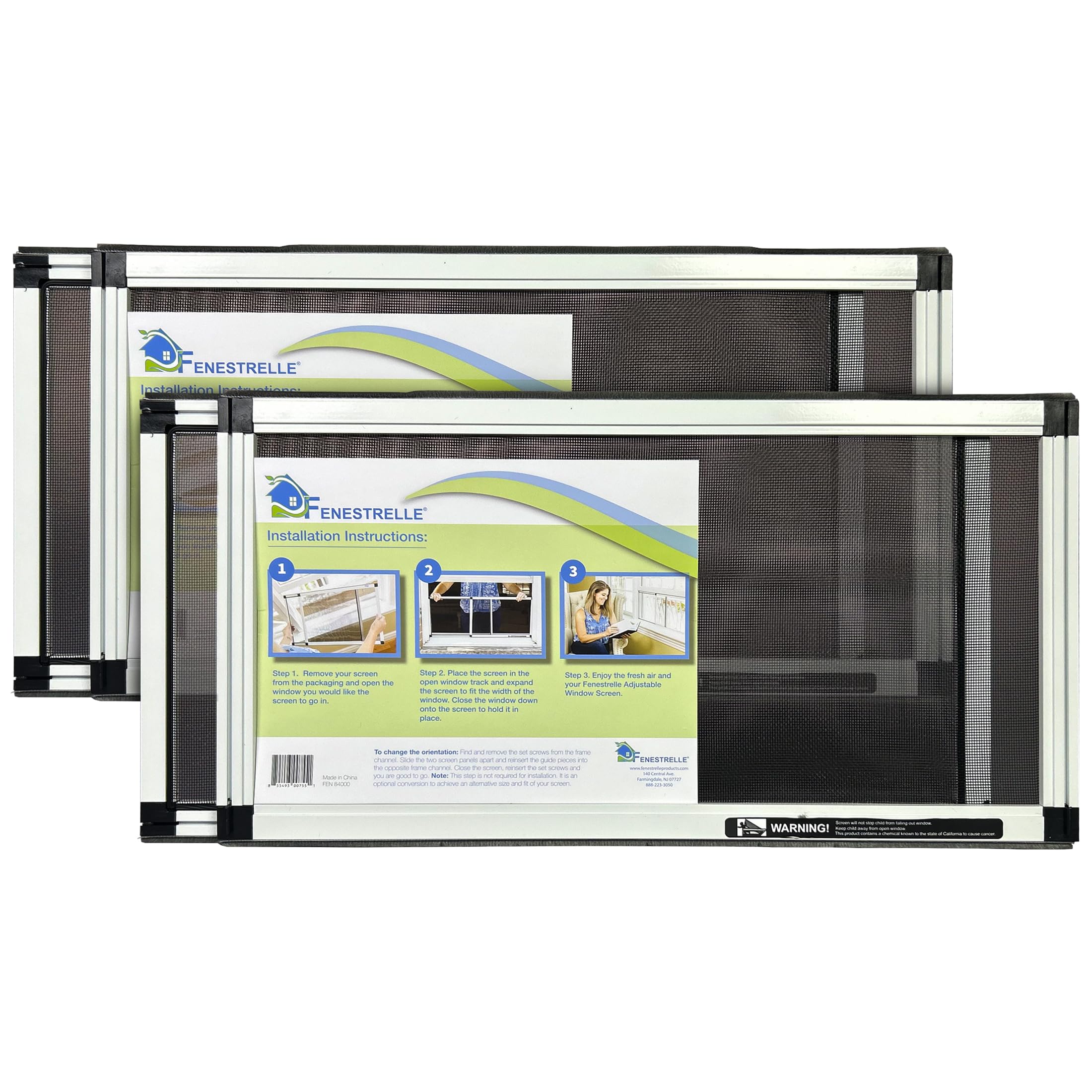 Fenestrelle Expandable Window Screen - Horizontal (25cm H x 48cm-91cm W), Pack of 2 Small Screens. Keeps Out Bugs. Perfect Replacement Screen for Windows. Insect, Mosquito, Fly Screens for Windows