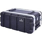 Crossrock Stackable 4U Rack Case, Shallow 14.25&rdquo; Depth, Polyethylene Hard-shell Construction with Heavy Duty Hardware-Black(CRA9604US)