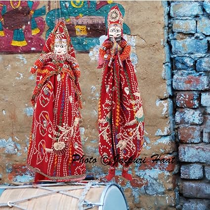 Jaipuri haat Handicraft Cotton Puppets Kathputli In Pair (Multicolour)