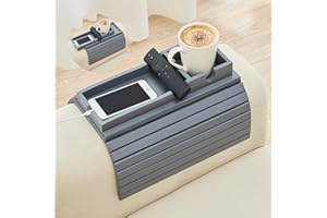 GEHE Detachable Couch Cup Holder, Anti Falling Sofa Arm Tray, Natural Bamboo Sofa Cup Holder More Safe for You Family, Portable Couch Arm Tray Armrest Table for Remote, Snacks, Phone, Drinks