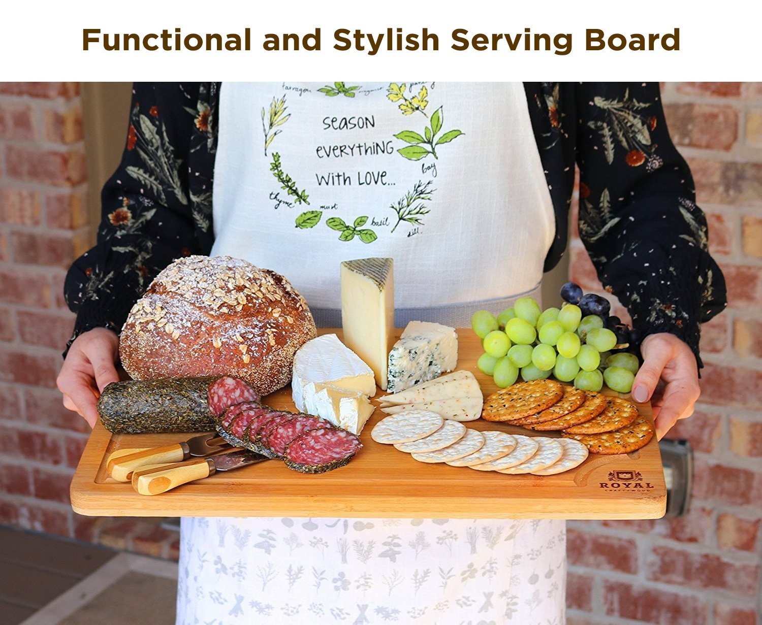 EXTRA LARGE Organic Bamboo Cutting Board with Juice Groove