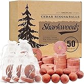 Cedar Blocks for Clothes Storage 50 Pack, 100% Natural Aromatic Cedar Rings and Balls for Closets & Drawers Freshener (30 Rin