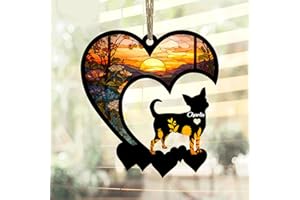 Lovely POD Chihuahua Suncatcher, Personalized Chihuahua Memorial with Name, Chihuahua Loss Suncatcher, Dog Remembrance Gift, 